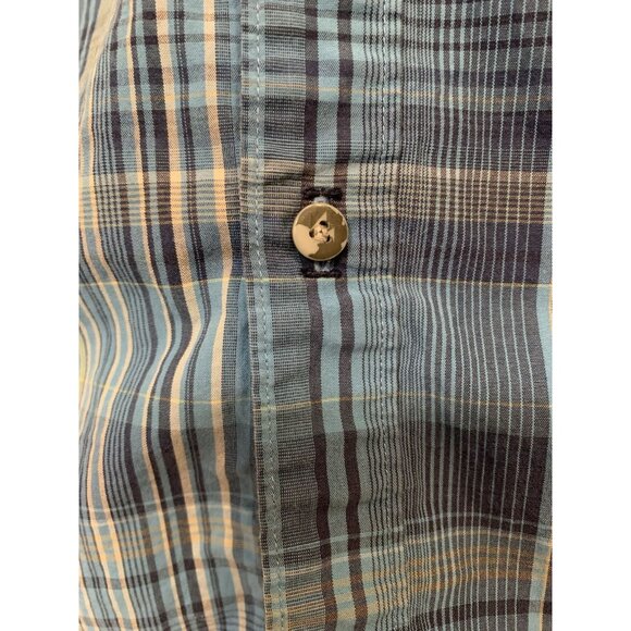 Marmot Blue Plaid Short Sleeve Button Up Shirt Men’s Medium Organic Cotton - Picture 7 of 10